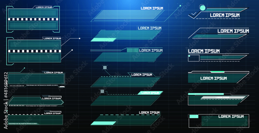 Poster futuristic vector hud interface screen design. digital callouts titles. hud ui gui futuristic user i