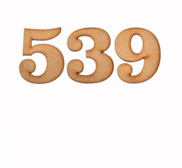 Number 539 - Piece of wood isolated on white background