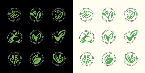 Product label certification icon set. Organic package element vector collection