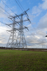 High-Voltage Mast or pylon with powerlines to transport electricity