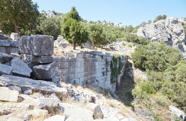 The old city wall of Antalya's Termessos Ancient City