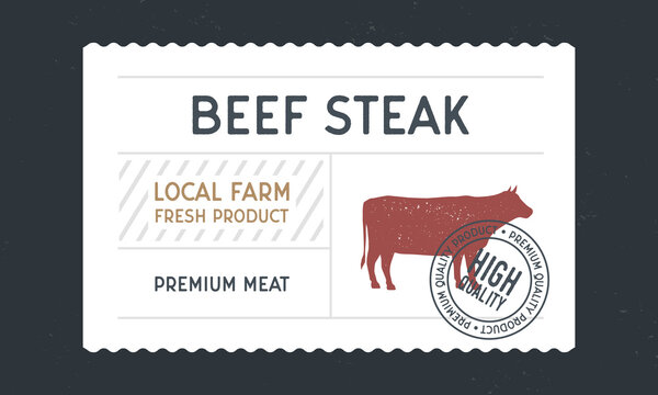 Beef Steak vintage label. Meat vintage packaging design. Beef Meat label, tag, sticker design for packaging. Retro vintage old label template. Vector illustration
