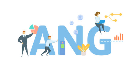ANG, Advanced Networking Group. Concept with keyword, people and icons. Flat vector illustration. Isolated on white.