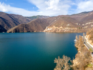 Aerial view of Vacha Reservoir, Bulgaria