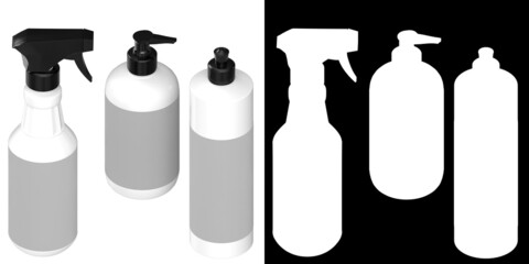 3D rendering illustration of some kitchen basics bottles