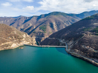 Obraz na płótnie Canvas Aerial view of Vacha Reservoir, Bulgaria