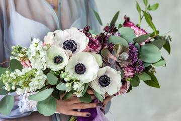 Fototapeta wedding bouquet with nice anemone flowers obraz