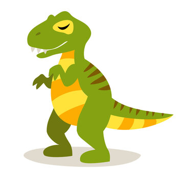 a green tyrex dinosaur with a yellow belly