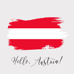 Austria vector watercolor national country flag icon. Hand drawn illustration with dry brush stains, strokes, spots isolated on gray background. Painted grunge style texture for posters, banner design