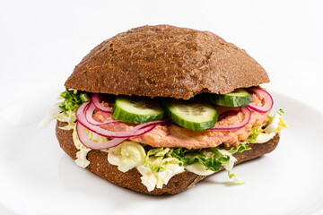 fiit burger with fresh vegetables