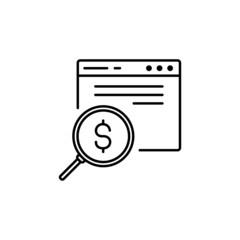 Business and finance outline vector icon. Web page, search vector icon