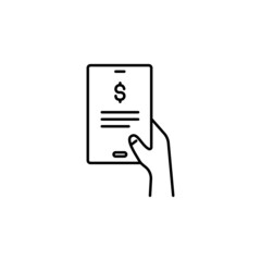 Business and finance outline vector icon. Smartphone, online payment vector icon