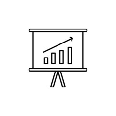 Business and finance outline vector icon. Billboard, whiteboard, chart vector icon