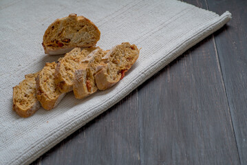 Baked bread on a sunlight with shadows