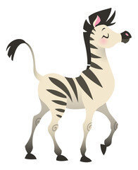 Fototapeta na wymiar Zebra character. Wild striped horse. Safari animal