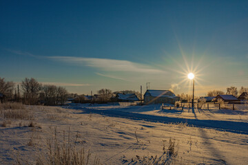 winter panoramas of the Russian village
