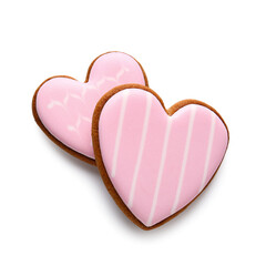 Tasty heart shaped cookies isolated on white background
