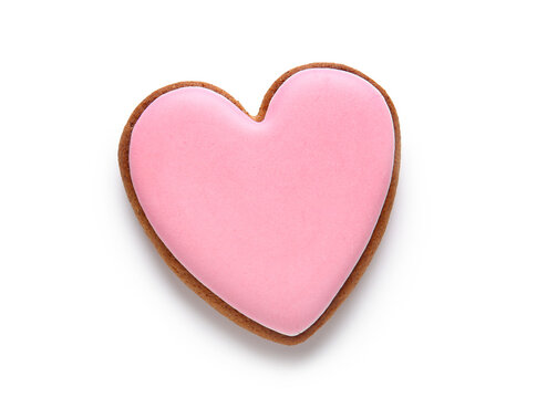 Tasty Heart Shaped Cookie Isolated On White Background