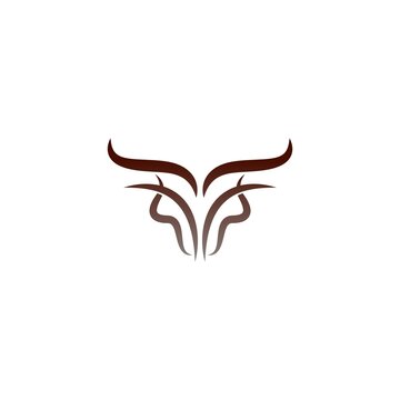 Bull icon logo, buffalo head icon logo vector