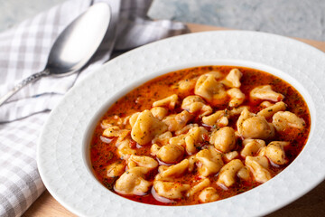 Traditional delicious Turkish food; ring soup (Turkish name; Yuksuk corbasi or yuzuk corbasi)
