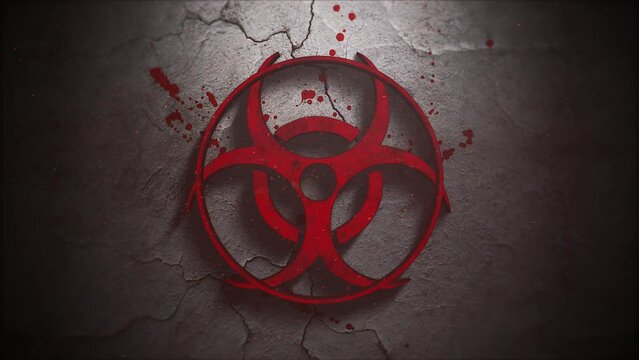 Red blood and toxic sign, motion horror, mystical and Halloween style background