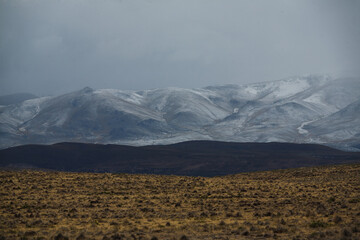 Landscape in a rainy time at the highlands of the andes, in Arequipa, Peru