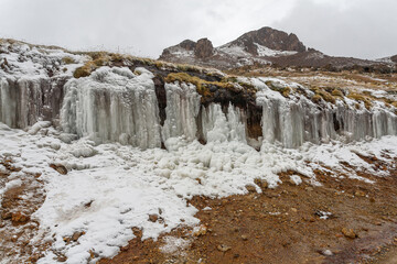 Ice formation in the highlands of Arequipa, Peru