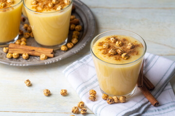 Traditional Turkish drink with roasted chickpea Boza or Bosa