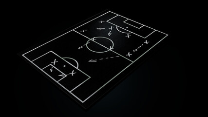Football team strategy and play tactic on the board