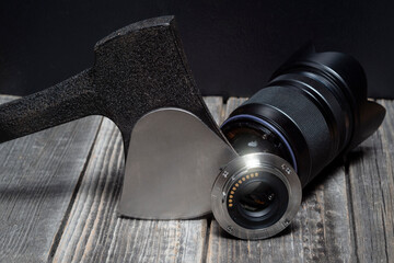 Axe destroy camera lens