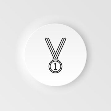 Business And Finance Neumorphic Style Vector Icon Winer, Medal Neumorphic Style Vector Icon