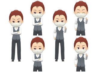 Fototapeta premium [Angry A] Man Vest short hair front