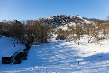 Snowy sunny Ticha Sarka in the Winter, Nature Reserve in Prague