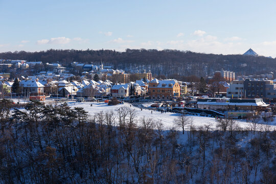 Snowy sunny Ticha Sarka in the Winter, Nature Reserve in Prague