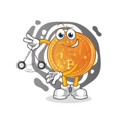 bitcoin hypnotizing cartoon. cartoon mascot vector