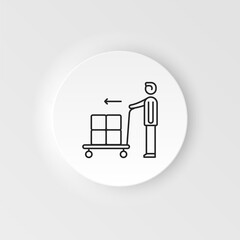 Business and finance neumorphic style vector icon Man, cargo, move neumorphic style vector icon