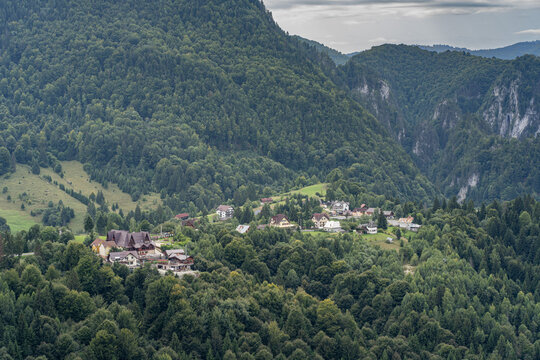 Mountain rural landscape with summer colors In the Romanian village