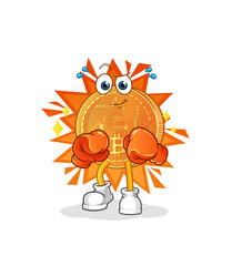 bitcoin boxer character. cartoon mascot vector