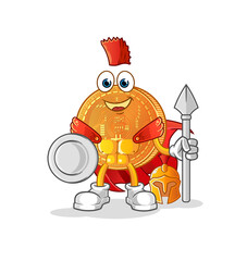 bitcoin spartan character. cartoon mascot vector
