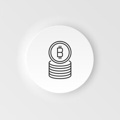 Business and finance neumorphic style vector icon Coin, bitcoin neumorphic style vector icon