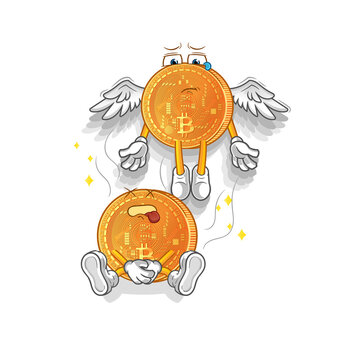 recommend clip art: bitcoin spirit leaves the body mascot. cartoon vector