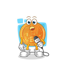 bitcoin tv reporter cartoon. cartoon mascot vector