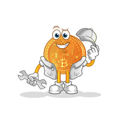 bitcoin mechanic cartoon. cartoon mascot vector
