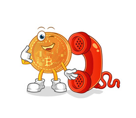 bitcoin call mascot. cartoon vector