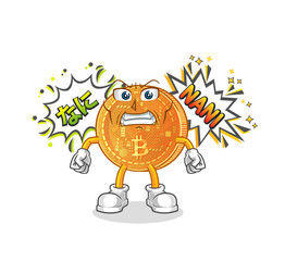 bitcoin anime angry vector. cartoon character