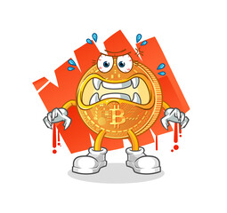bitcoin monster vector. cartoon character