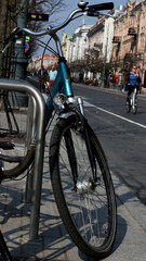 Fototapeta na wymiar bicycles on the street in the city 