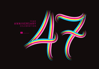 47 years anniversary celebration logotype colorful line vector, 47th birthday logo, 47 number, Banner template, vector design template elements for invitation card and poster.