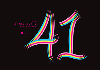 41 years anniversary celebration logotype colorful line vector, 41th birthday logo, 41 number, Banner template, vector design template elements for invitation card and poster.