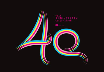 40 years anniversary celebration logotype colorful line vector, 40th birthday logo, 40 number, Banner template, vector design template elements for invitation card and poster.